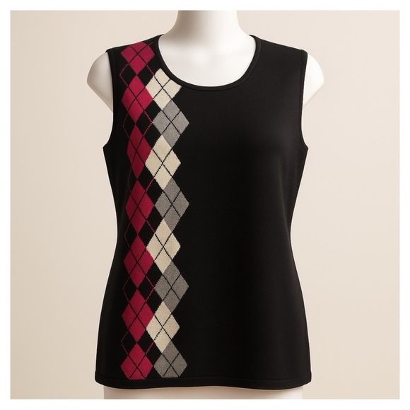 Fairway & Green Argyle Pattern Sleeveless Top Excellent condition in Large - Picture 1 of 5